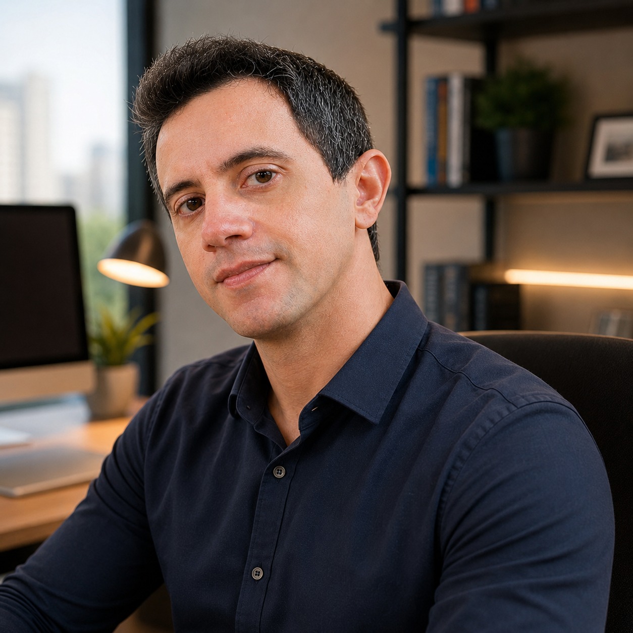 Vinicius Mathias em um ambiente de escritório